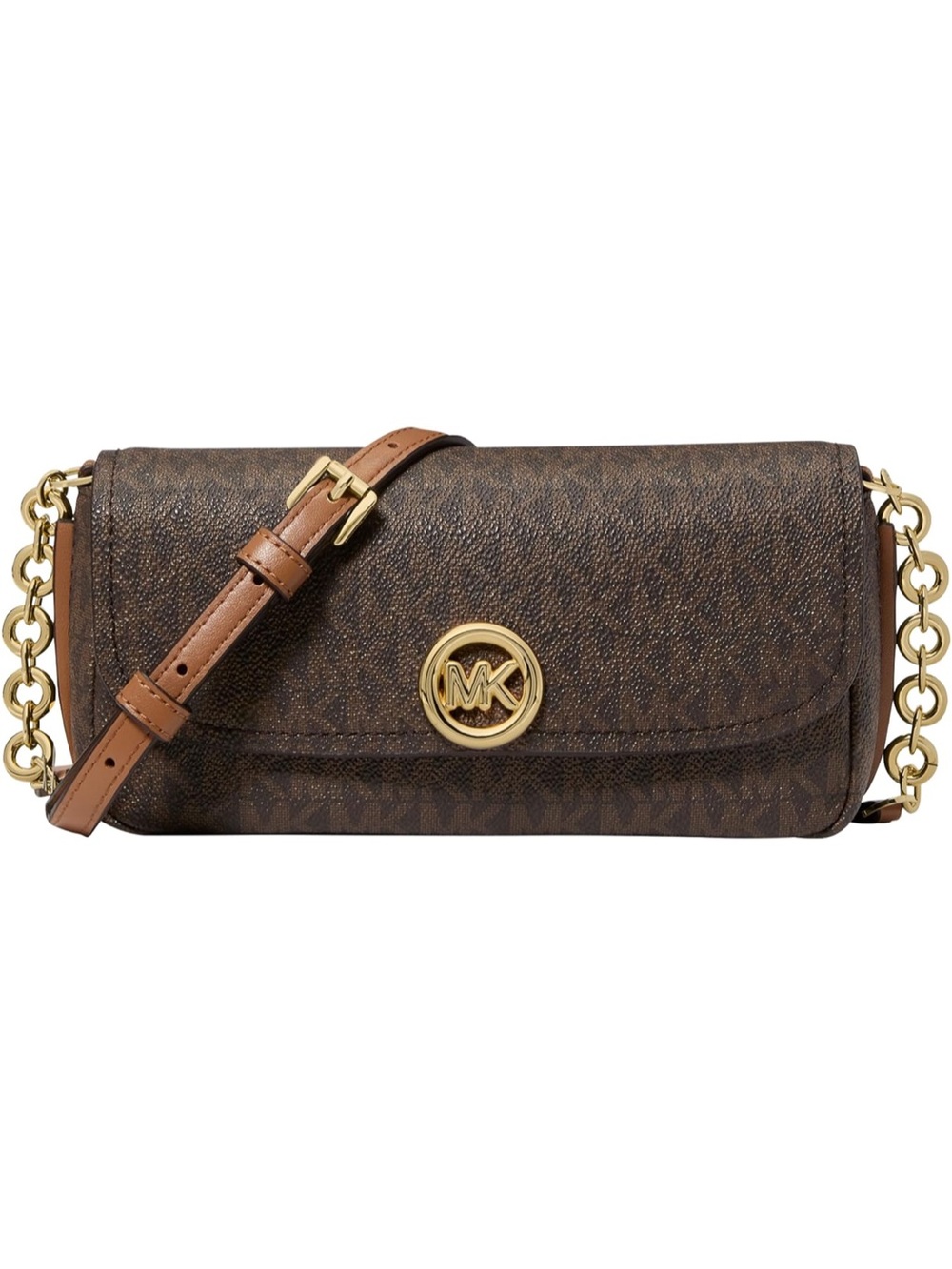 Michael Kors Brown Signature Logo Crossbody with Gold Hardware